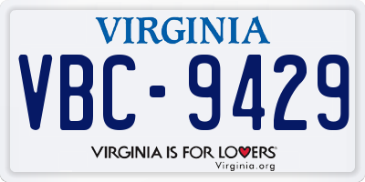 VA license plate VBC9429