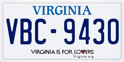 VA license plate VBC9430