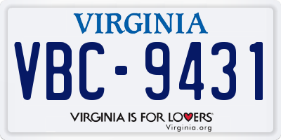 VA license plate VBC9431