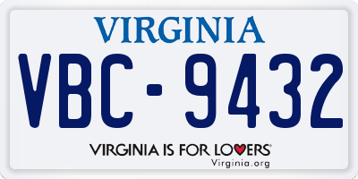 VA license plate VBC9432
