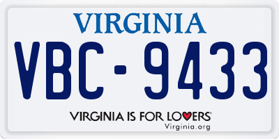 VA license plate VBC9433