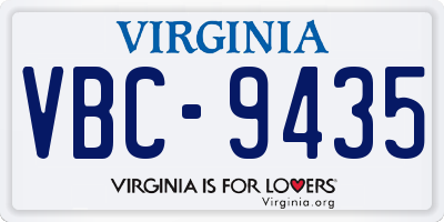 VA license plate VBC9435