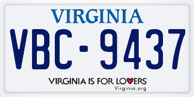 VA license plate VBC9437