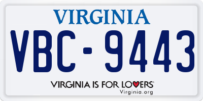 VA license plate VBC9443