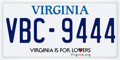 VA license plate VBC9444