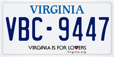 VA license plate VBC9447
