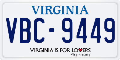 VA license plate VBC9449