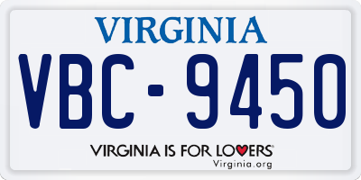 VA license plate VBC9450