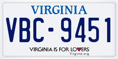 VA license plate VBC9451