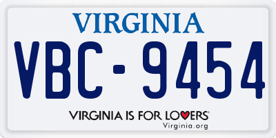 VA license plate VBC9454