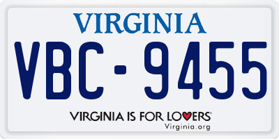 VA license plate VBC9455