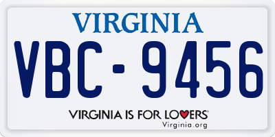 VA license plate VBC9456