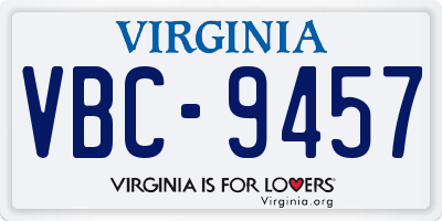 VA license plate VBC9457