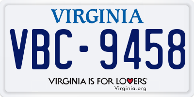 VA license plate VBC9458