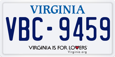 VA license plate VBC9459