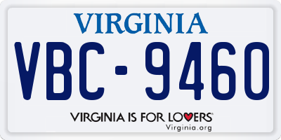 VA license plate VBC9460