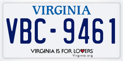 VA license plate VBC9461