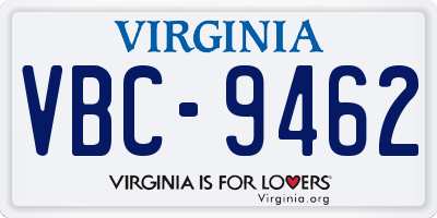 VA license plate VBC9462