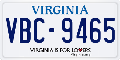 VA license plate VBC9465