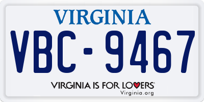 VA license plate VBC9467