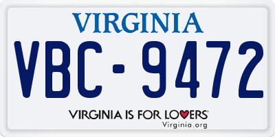 VA license plate VBC9472