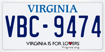VA license plate VBC9474