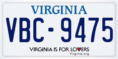 VA license plate VBC9475