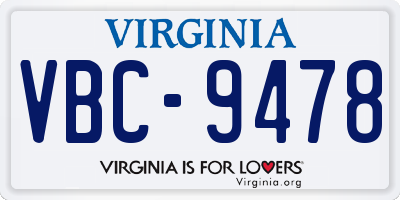 VA license plate VBC9478