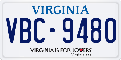 VA license plate VBC9480