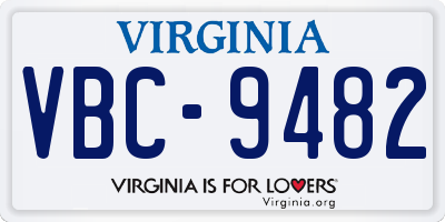 VA license plate VBC9482