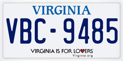 VA license plate VBC9485