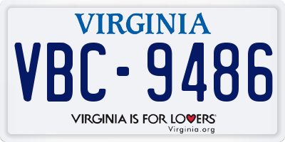VA license plate VBC9486