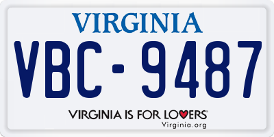 VA license plate VBC9487