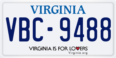 VA license plate VBC9488