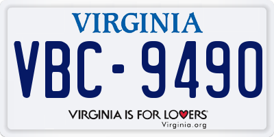 VA license plate VBC9490