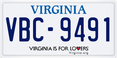 VA license plate VBC9491