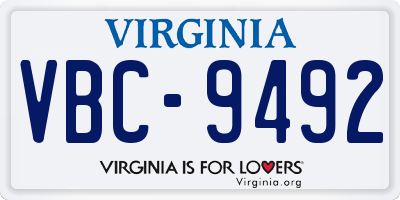 VA license plate VBC9492