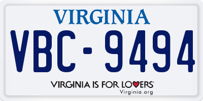 VA license plate VBC9494