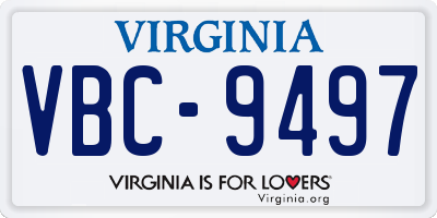 VA license plate VBC9497
