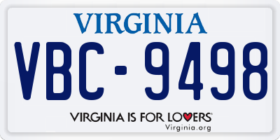 VA license plate VBC9498
