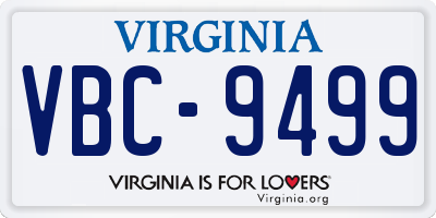 VA license plate VBC9499