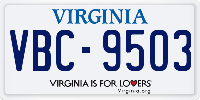 VA license plate VBC9503