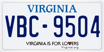 VA license plate VBC9504