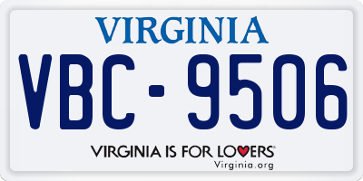 VA license plate VBC9506