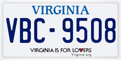 VA license plate VBC9508