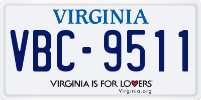 VA license plate VBC9511
