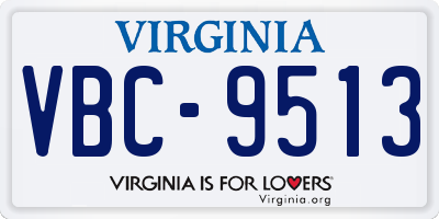VA license plate VBC9513