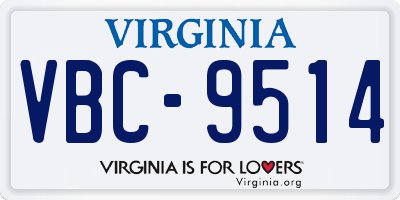 VA license plate VBC9514