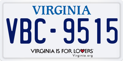 VA license plate VBC9515