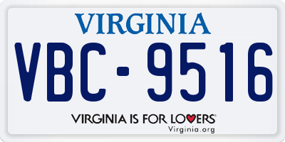 VA license plate VBC9516
